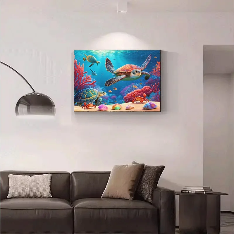 海の生き物、カメ、カニ、サンゴをフィーチャーした海をテーマにしたパズル1000ピース。 高難易度ポータブルDIYパズルマ