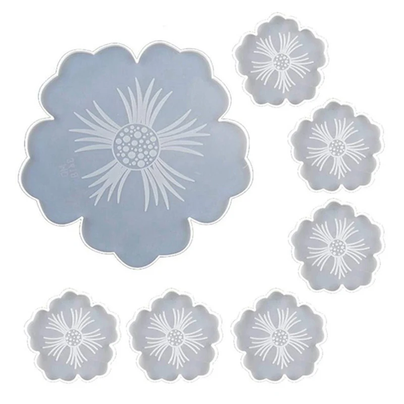 Flower Compote Coaster Resin Mold Set DIY Handmade Crystal Epoxy Mold Compote Tray Petal Silicone Mold