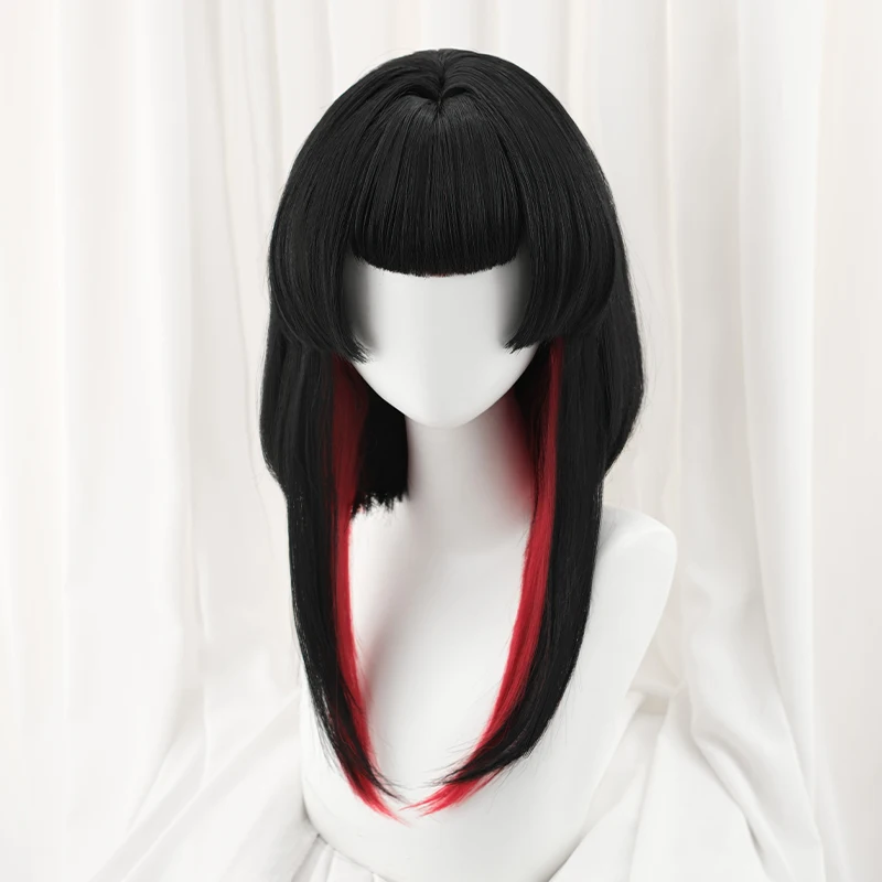 لعبة LOL بعد ساعات روح زهر الينابيع أهري شعر مستعار تأثيري أسود-أحمر مقاومة للحرارة الشعر الاصطناعية للنساء حفلة الهالوين