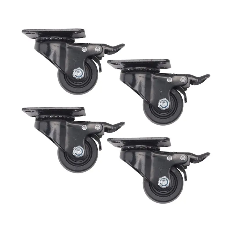 

БЫСТРЫЕ промышленные сверхмощные поворотные ролики 2 дюйма, 4 шт. с тормозами, нейлоновые колеса, грузоподъемность 600 кг