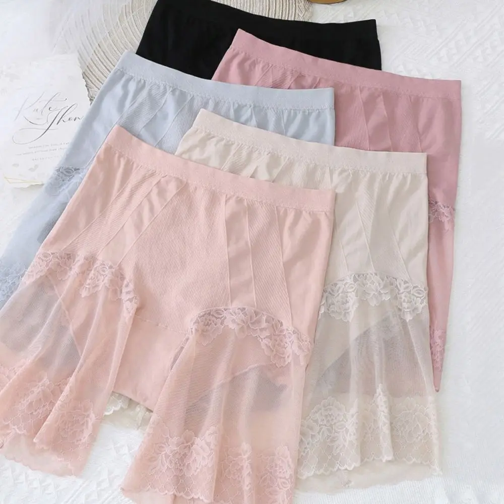 Waist Underskirt Boyshorts Lace Flower Ladies Plus Size Shorts Safety Short Pants Female Lingerie Anti Chafing Thigh Boxers