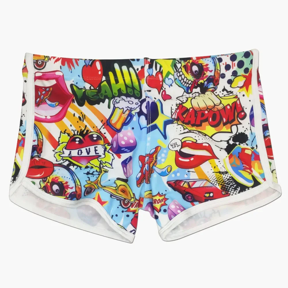 Maiôs masculinos moda dos desenhos animados calções de banho secagem rápida praia troncos de natação esporte surf jammer banho beachwear