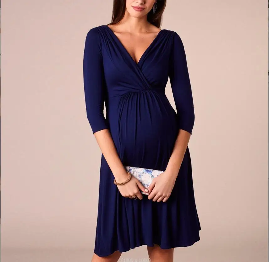 

New Sexy Fashion Pregnants Dress Summer Autumn Clothes Nursing Maternity V-neck Pregnant Women Classic Dresses Pregnancy Dress