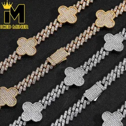 8mm 5A Zircon Clover Necklace Iced Out Cuban Chain Necklaces for Men Women Link Cuban Hip Hop Jewelry Free Shipping