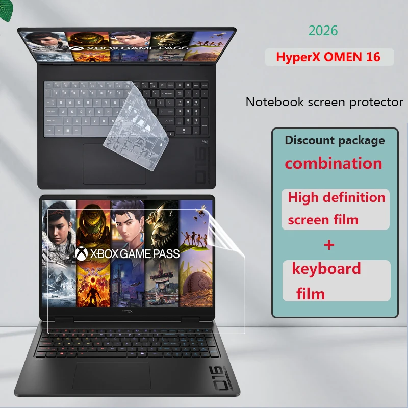 Para la nueva computadora portátil para juegos HP HyperX OMEN de 16 pulgadas, película protectora de pantalla 16-am, película protectora de teclado, película protectora de pantalla esmerilada súper transparente