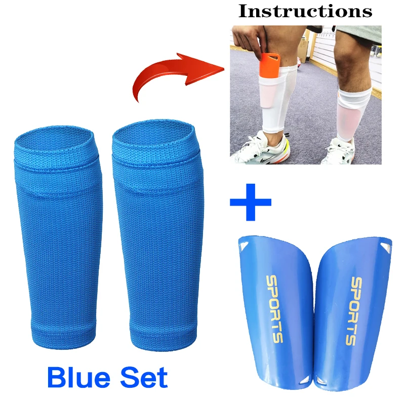 A Set Usefully Football Shin Guard With Pocket Adults Kids Compression Calf Sleeve Football Shinguards Support Protective Gear