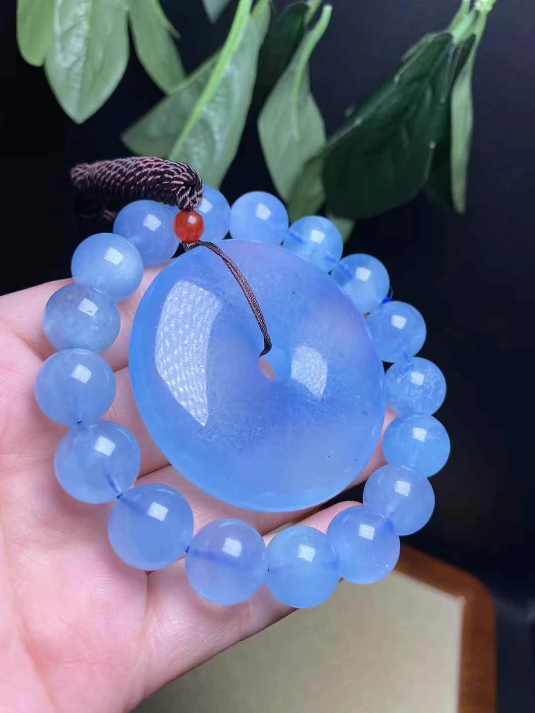 Natural Blue Aquamarine Round Carved Pendant 11.6*52mm Aquamarine 12.3mm Bracelet Gold Women Fashion Jewelry AAAAAA