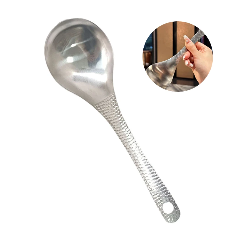 

Stainless Steel Dining Spoon Hammer Handle Rice Spoon Large Spoon Household Spoon Big Soup Spoon Buffet Serving Tableware