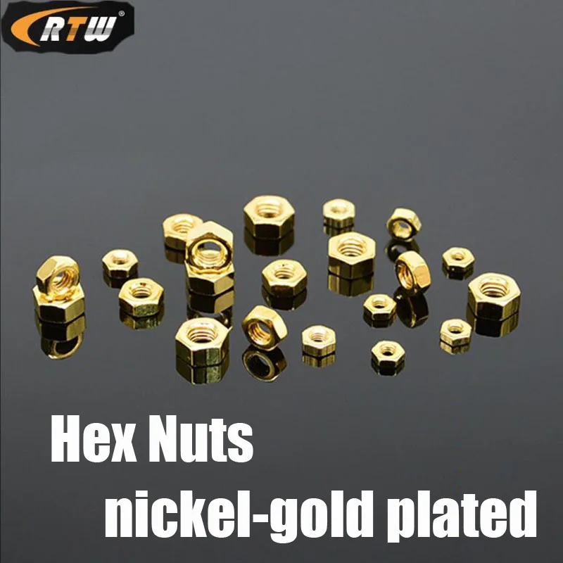 Hex Nuts nakel-gold plated Carbon Steel Hexagon Nuts Metric M2 M2.5 M3 M4 M5 M6 Fasteners Hardware Tools 1/5/10/20/50pcs