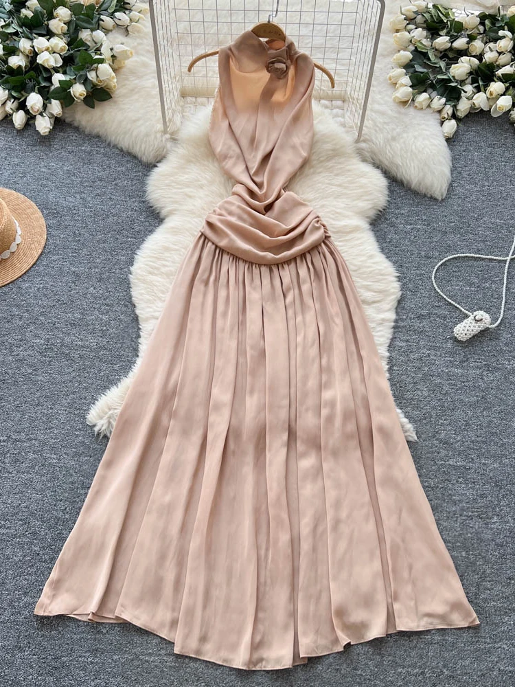 Ele Aosphere Sensation Floral 3D suspendu Ne Svel femme Dr luxe Satin taille cintrée jupe longue