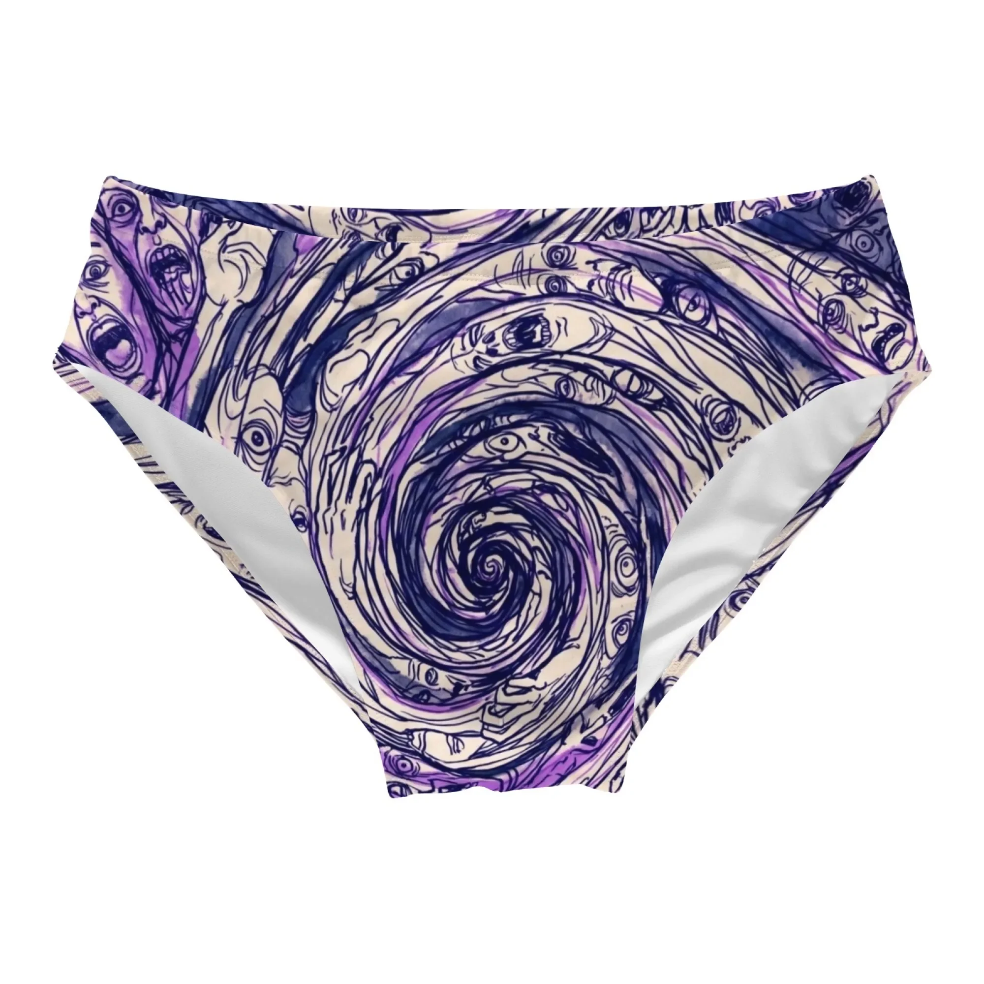 Horrifying Face Vortex Swim Trunks Slim-fit Durable Men's Drawstring Triangle Trunks Water Parks Island Sunbathing Vacation Gift
