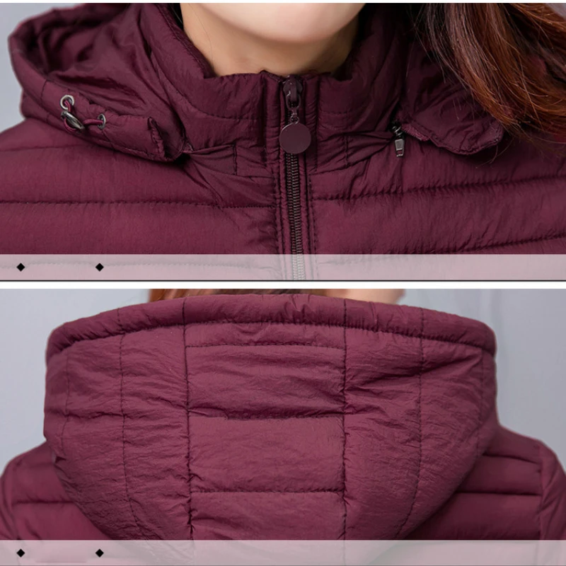 Jacke Frauen Ultra-licht Dünne Unten Baumwolle Mantel 2022 Herbst Winter Schlank Mit Kapuze Warme Oberbekleidung Weibliche Jacke Baumwolle Padded parka