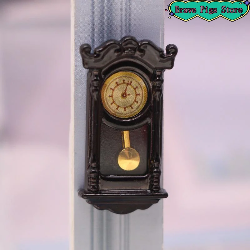 Vintage Simulation Wall Clock Model Living Room Decor 1/12 Home Clock House Micro Scene Accessories