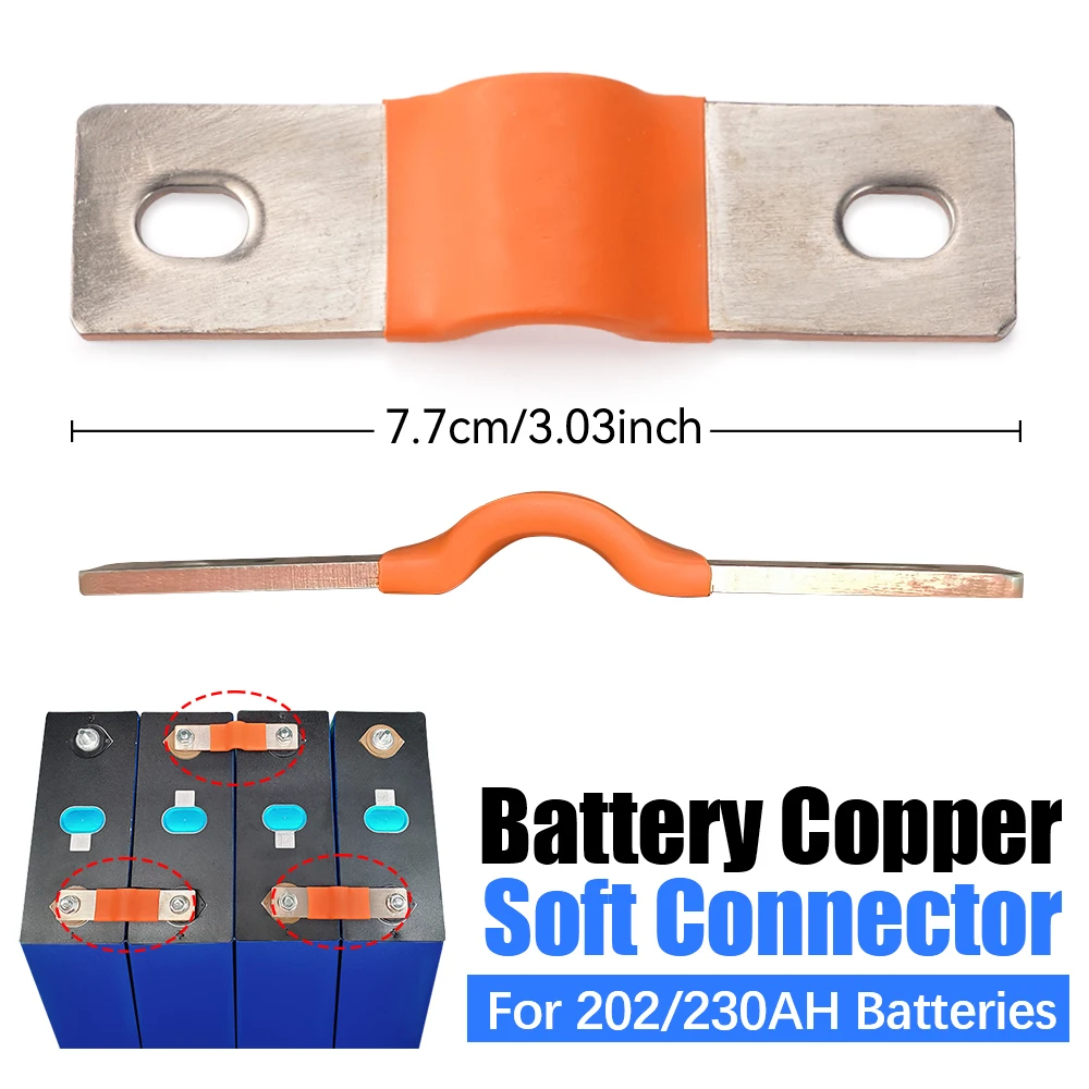 1/3/10pcs Battery soft copper connector 56mm 77*20mm 2mm thickened suitable for 200Ah 230Ah Lifepo4 battery use