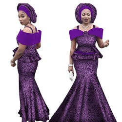 Tenues africaines avec cravate de sauna pour femmes, ensemble de jupes longues et en Y à bretelles imprimées Dashiki Bazin, vêtements africains WY3113