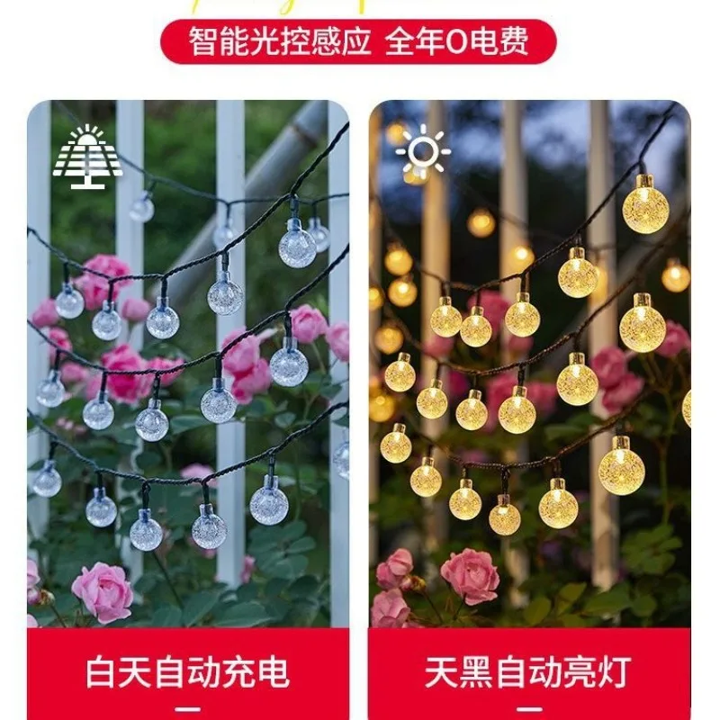 1szt Solar Crystal Ball Fairy String Lights 5M20L Outdoor Waterproof Christmas Decoration Camping Garland Garden Party