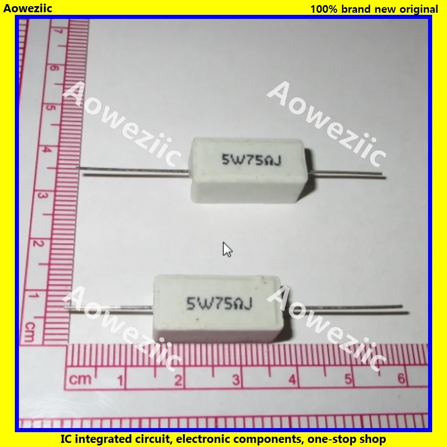 10Pcs RX27 แนวนอนซีเมนต์ความต้านทาน 5W 75ohm 75R 75RJ 5W75RJ 5W 75RJ เซรามิคความต้านทานความแม่นยํา 5% Power ความต้านทาน