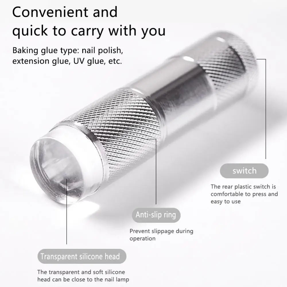 네일 아트 매니큐어 램프, 실리콘 빠른 건조, 혁신적인 핸드 헬드, 독특한 미니 UV 손전등, 뷰티, 휴대용 퀵 스탬퍼