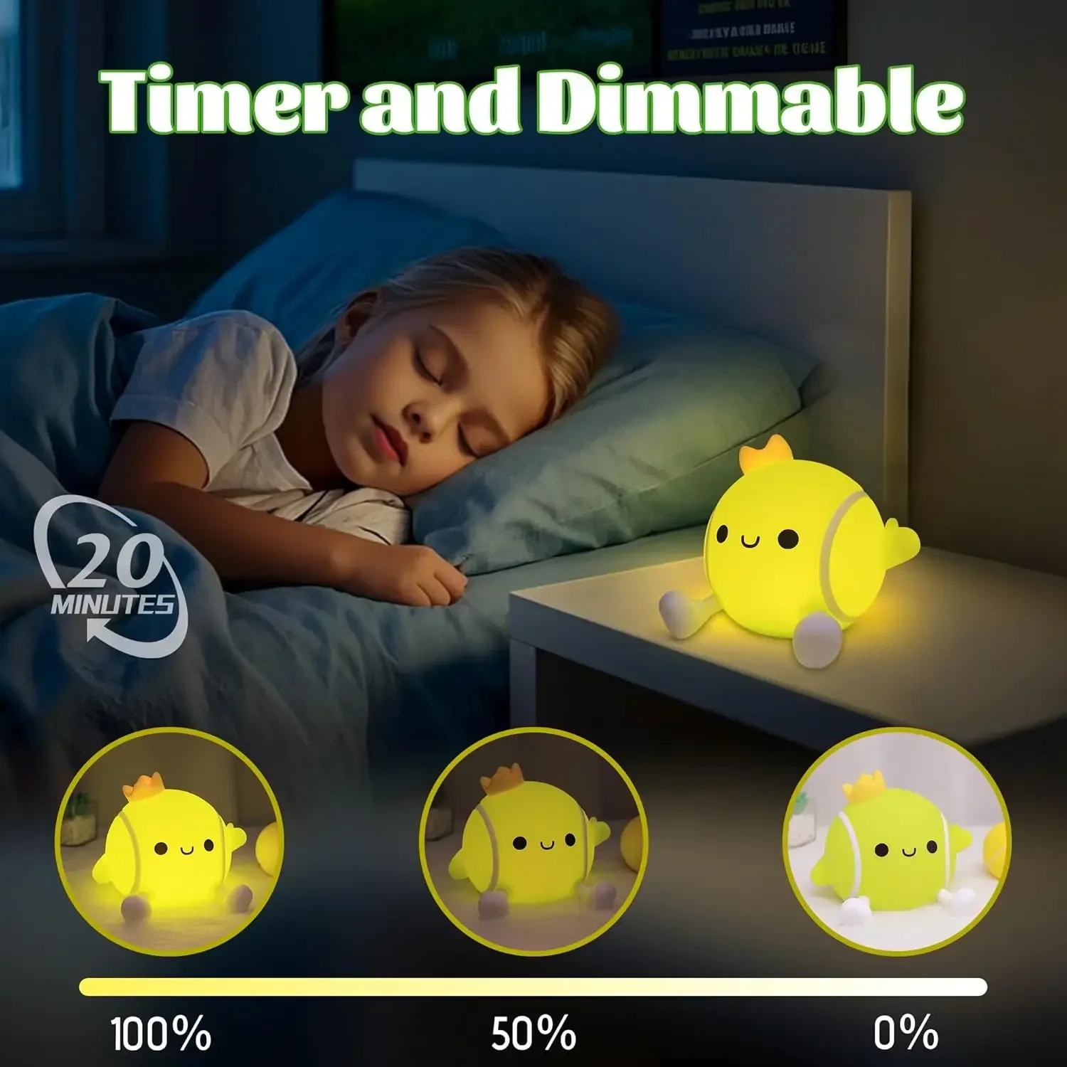 Luce notturna da tennis a LED per la scuola materna del bambino Divertimento sportivo Lampada da comodino ricaricabile in silicone per dormire per la stanza