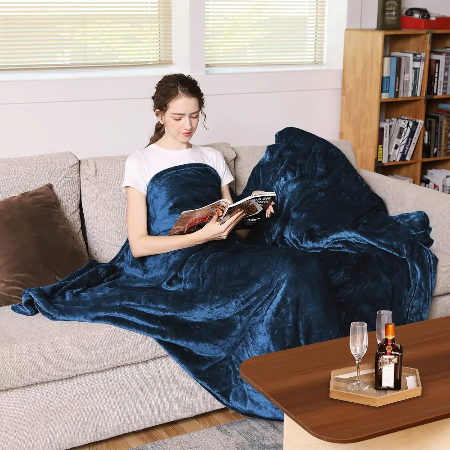 

Full Size Electric Heated Blanket 72x84 Inches with 3 Heat Levels Auto-Off Machine Washable Blue ETL Certified