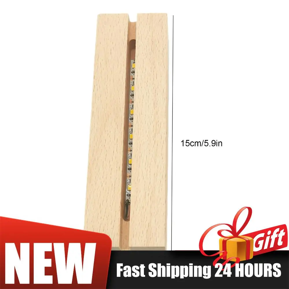 1-5 قطعة LED قاعدة عرض الخشب الإبداعية USB مضاءة حامل كريستال خشبية مضاءة قاعدة حامل ثلاثية الأبعاد اليدوية USB قاعدة خشبية الحلي