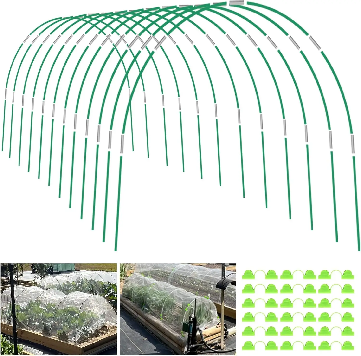 

72pcs Garden Hoops for Raised Bed, 12 Sets of 8FT Long Greenhouse Hoops Grow Tunnel, Rust-Free Fiberglass Support Hoops