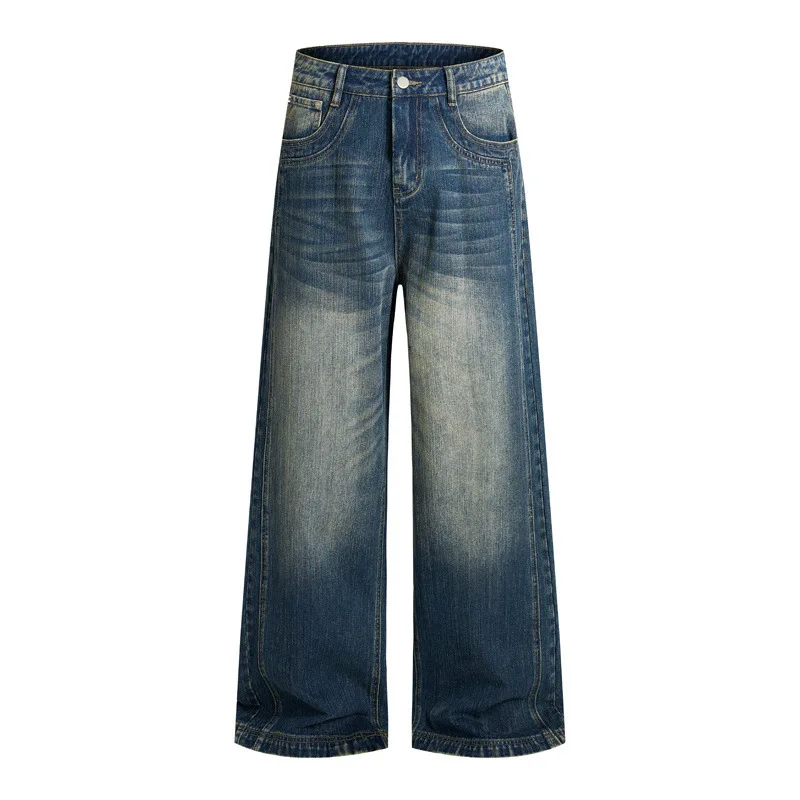 

Оригинальные джинсы Bootcut для мужчин, прямые, из выстиранного денима, с элементами пэчворка, облегающие, мягкие, модные, брендовая одежда, мужская одежда