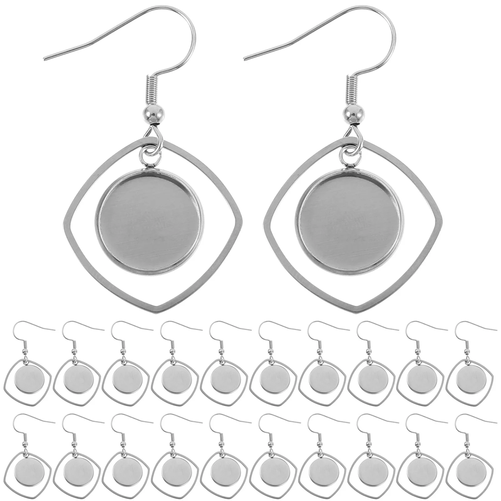 

20pcs Stainless Steel Earring Hooks Bezels For Diy Jewelry Making Craft Lightweight Durable Earring Blank Findings Accessories