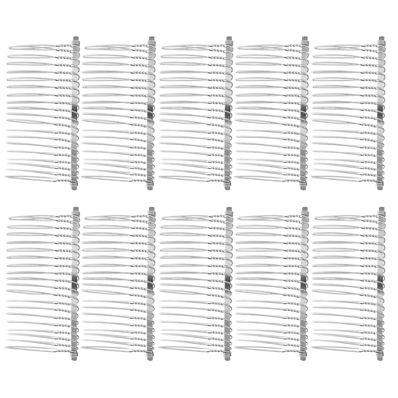 

10pcs Metal Hair Combs Iron Wire Hair Clasps Veil Pins Wedding Dance Daily Use Women Girls Accessories 20K White