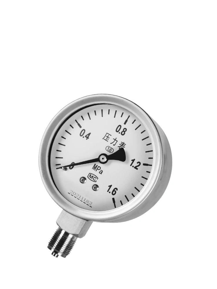 Shock-proof pressure gauge Barometer Negative pressure gauge Vacuum gauge 1.6mpa water pressure gauge Stainless steel radial oil