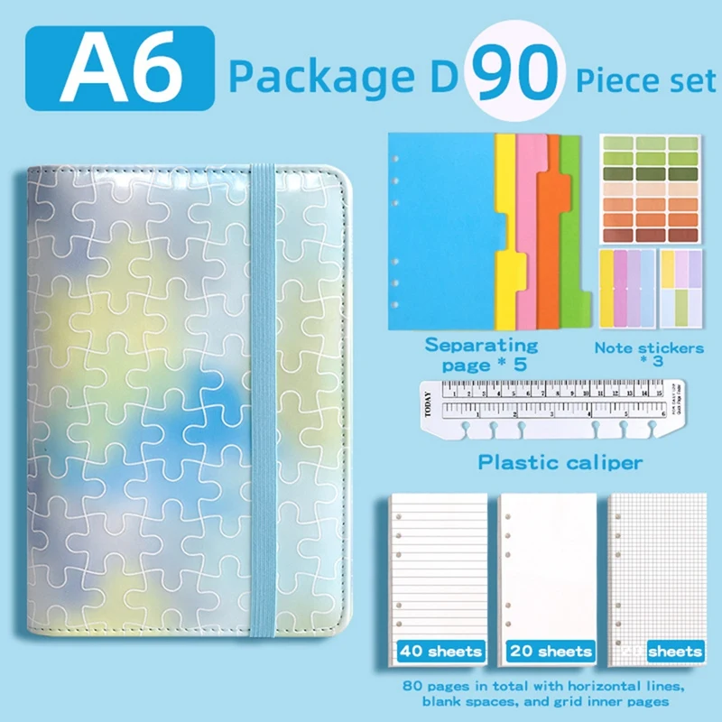 A6 6 Ring Budget Binder, Notebook Binder Cover , Loose Leaf Personal Planner Binder With Magnetic Buckle Closure