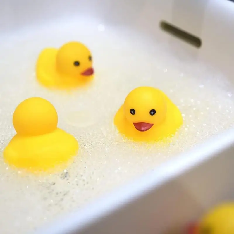 Rubber Ducks For Bath Floating Bathtub Water Toy 6 Mini Duck Toys Set With Fish Net Cute Rubber Animal Toys Funny Bathtub Toy