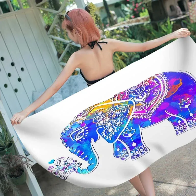 Boho Elephant Ganesha Beach Towel Bohemian Mandala Bath Towel Sauna Spa Surf Swim Pool Towels for Boys Girl Teen Birthday Gift