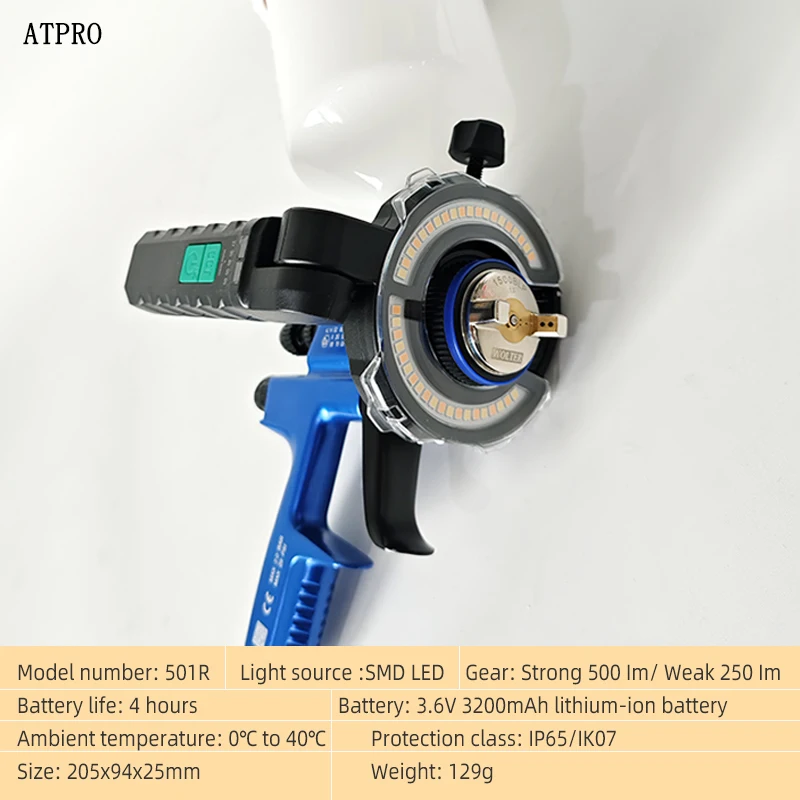 Car Spray Gun Lighting 5 Colors Adjustable Rechargeable SMD LED Light Source Lithium Ion Battery Painting Job