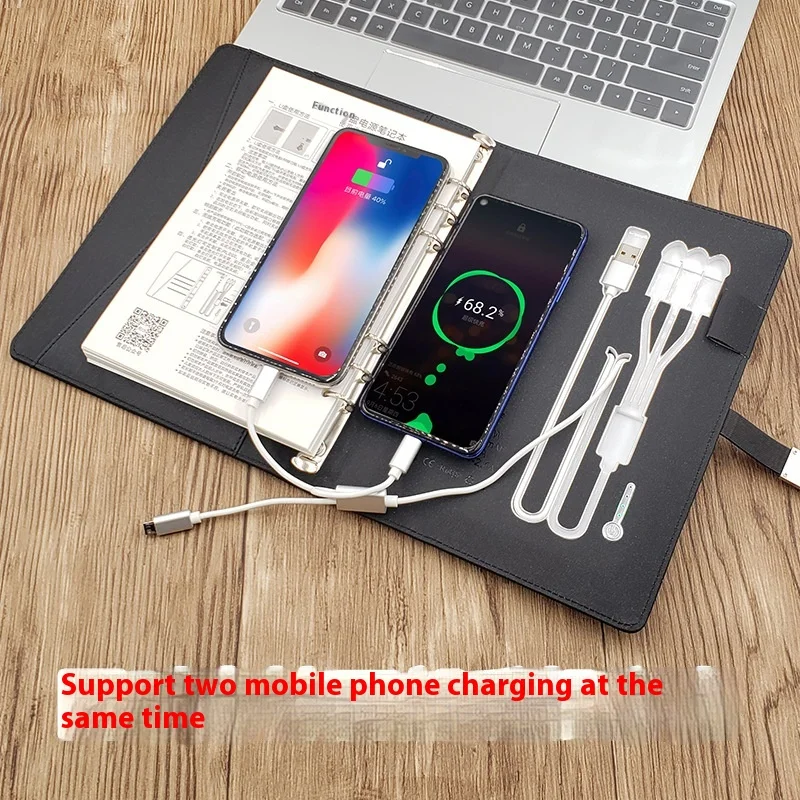 Wire Charging Laptop Business Loose leaf Office Convenient Charging Laptop PU High Gift Mobile Power Charging Laptop