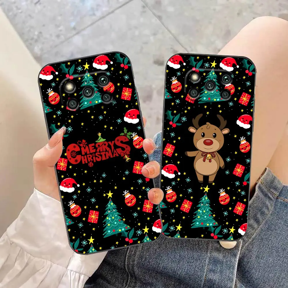 Merry Christmas Gift Santa Claus Case For Xiaomi Poco X5 X4 X3 M5 M4 M3 F5 F4 F3 GT NFC Black Shark 5 Mix 3 4 Case Funda Shell