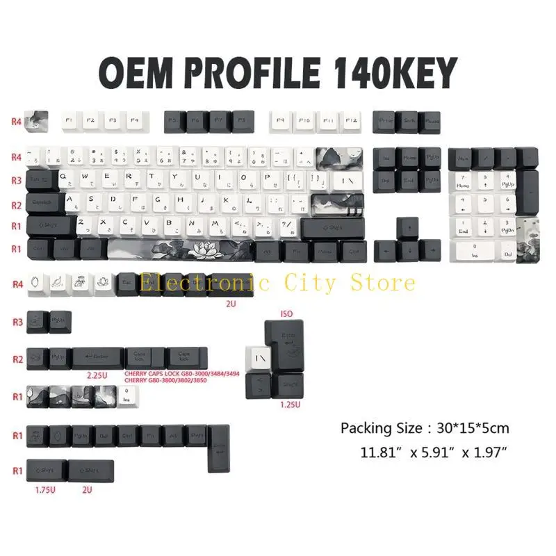 140 Keys Lotus for Key Caps Japanese PBT Dye Subbed OEM Profile Keycaps For MX Switches Mechanical Keyboard Keycap S HU8D