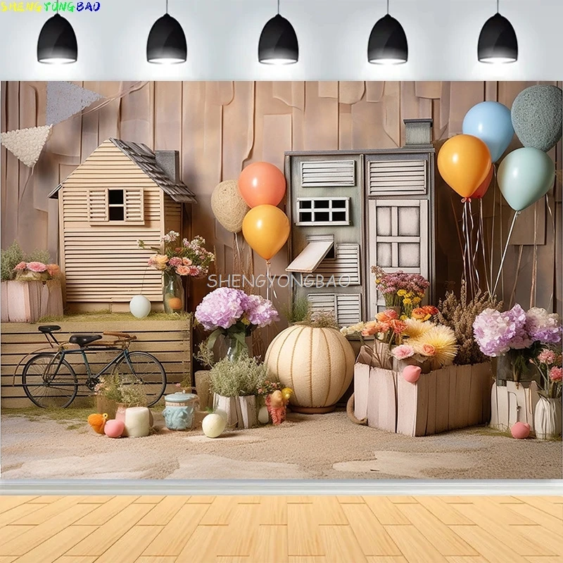

Baby Shower Happy Birthday Party Photography Backdrops Newborn Kids Air Balloon Princess Tropical Jungle Photo Background BB-28