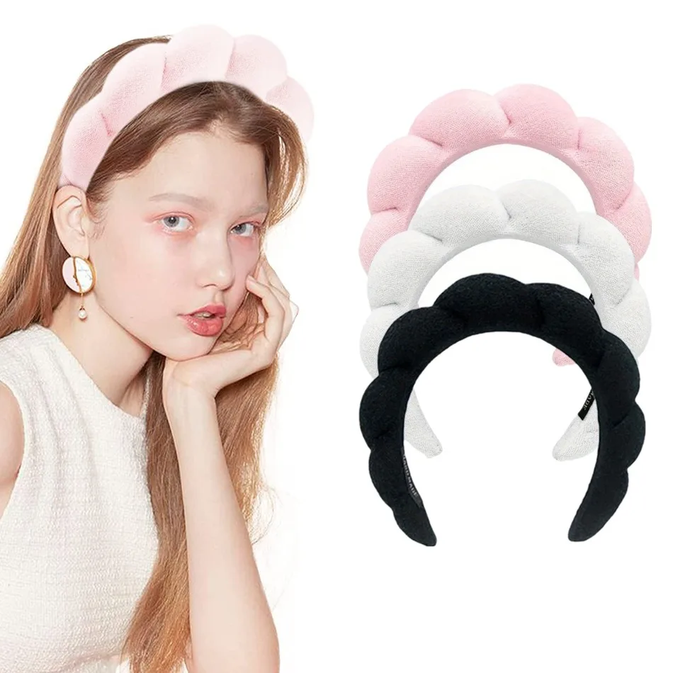 

Girls Puffy Makeup SPA Headband for Women Sponge Thick Hairbands for Skincare Yoga Face Washing Shower Facial Mask Headwear ZY02