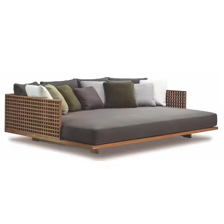 

New Products Luxury Garden Sectional Sofa Durable Outdoor Lounge Teak Sofa Square Three Seat Sofa