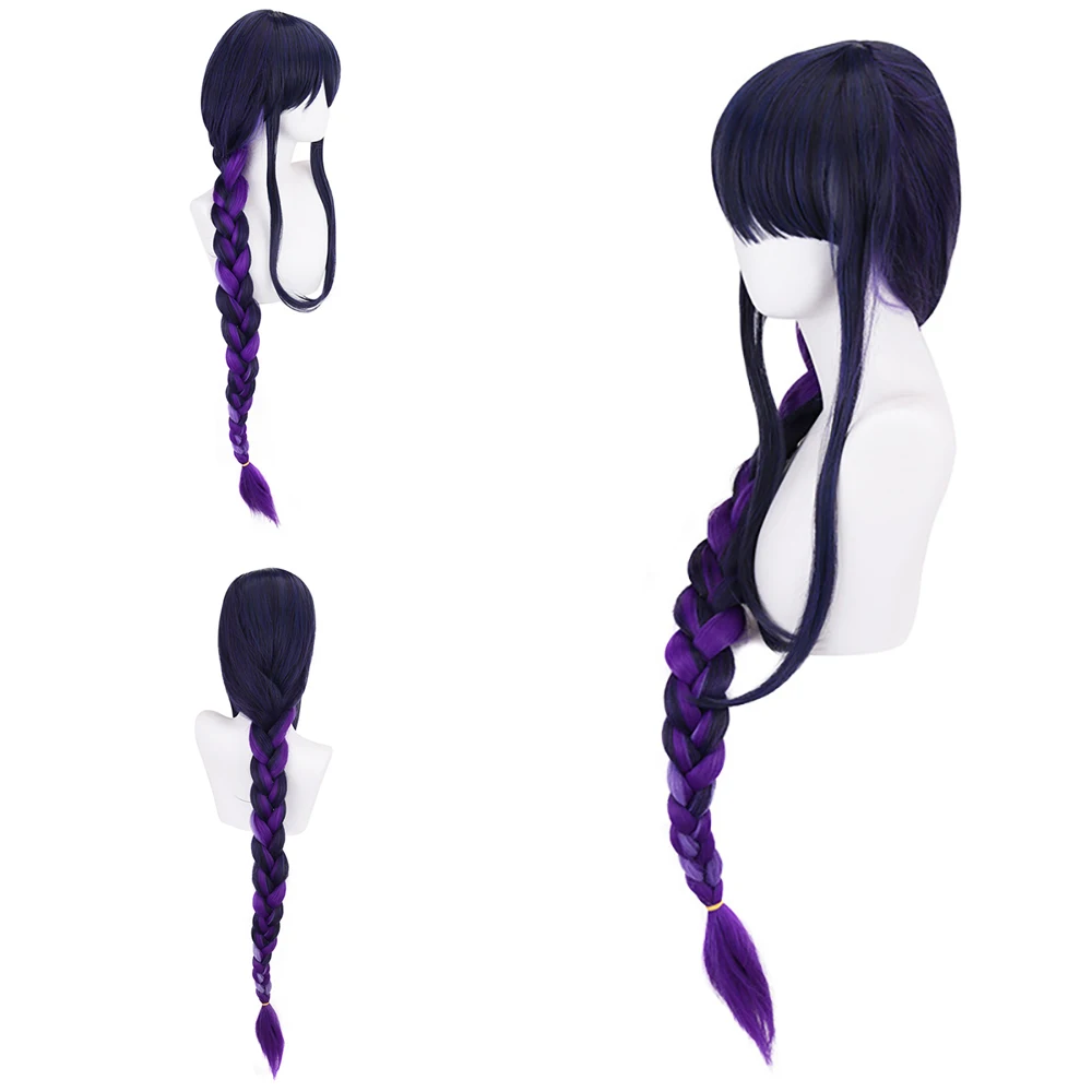 

Парик для косплея Beelzebul Raiden Shogun, фиолетовый градиентный супердлинный плетеный парик Raiden Ei, термостойкие синтетические волосы для повседневного использования и вечеринок