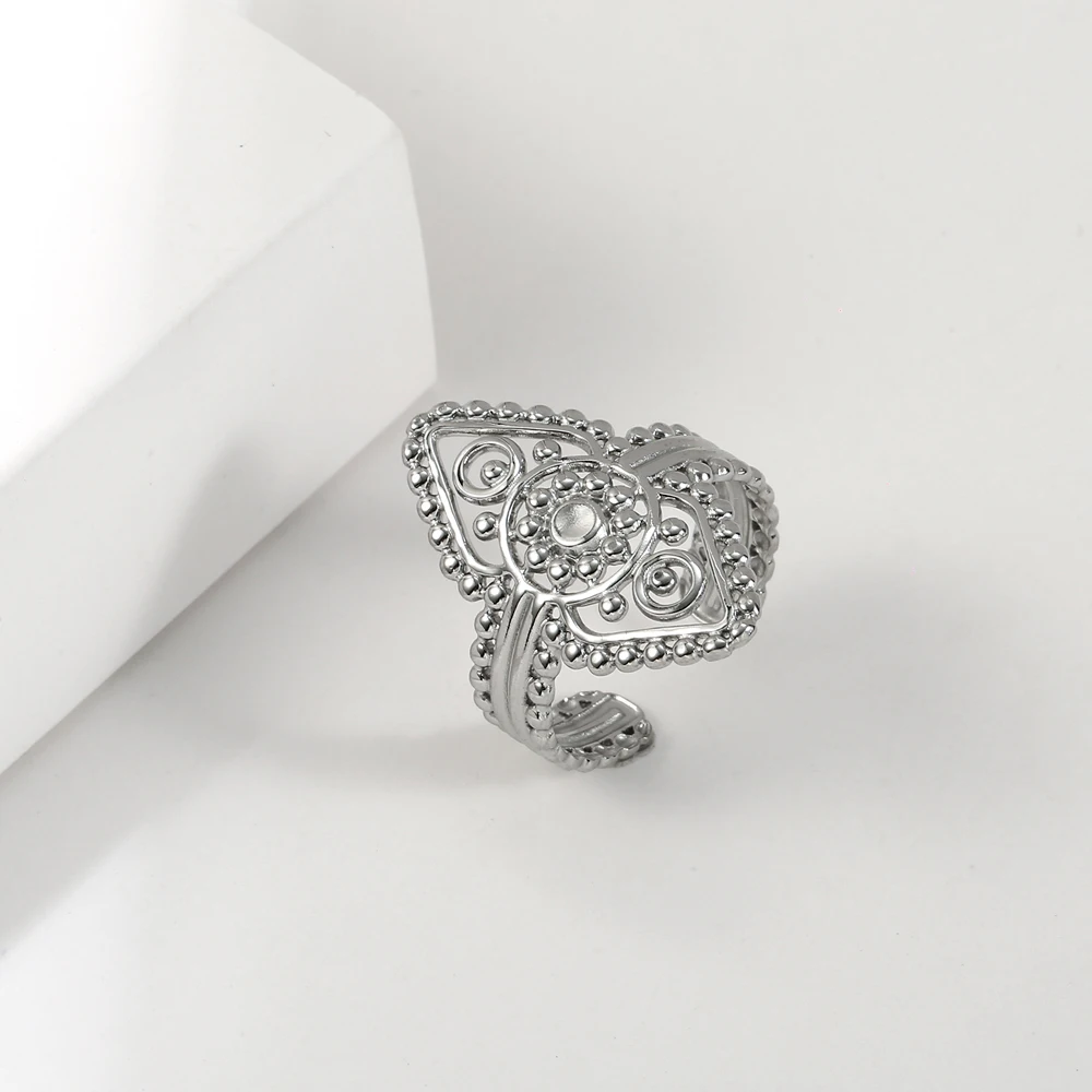 COOLTIME Indische Blume des Lebens Ringe für Männer Frauen Edelstahl Einstellbare Gold Farbe Ringe Mode Schmuck Geschenk Großhandel – Detail 7