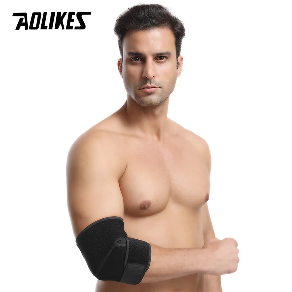 AOLIKES 1PCS Adjustable Elbow Support Wrap Brace Pad Strong Basketball Sports Elastic Elbow Injury Pain Relief Protector