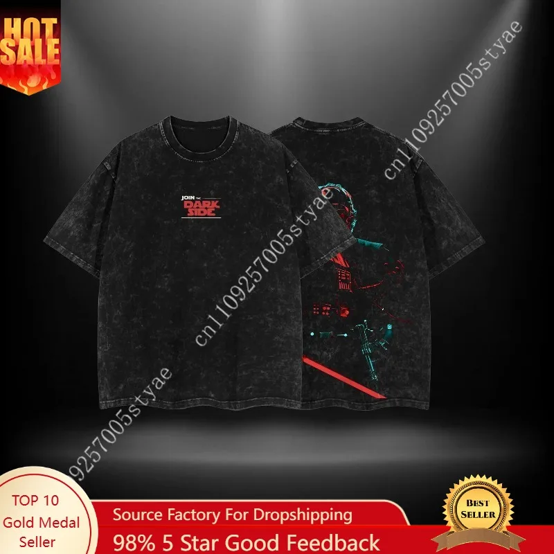 

Anakin Sith Lord Join The Dark Side - Battlefront 3 Double Printed Oversize Lightweight Acid Washed Tee TV Show Graphic Top Cott