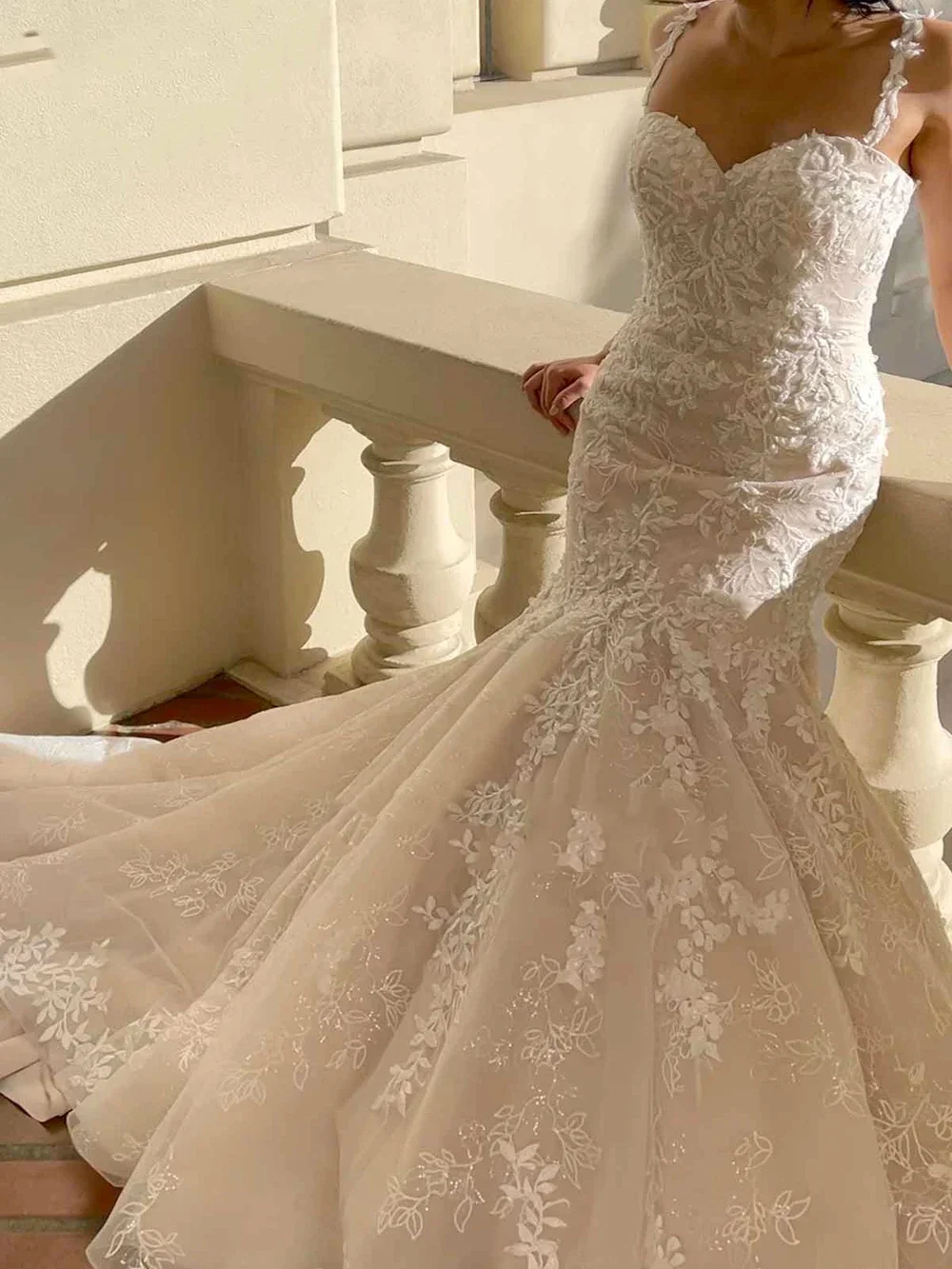 

Customized Appliques Spaghetti Straps Mermaid Wedding Dresses 2025 Beading Sparkle Lace Bridal Gown Chapel Train Vestido De