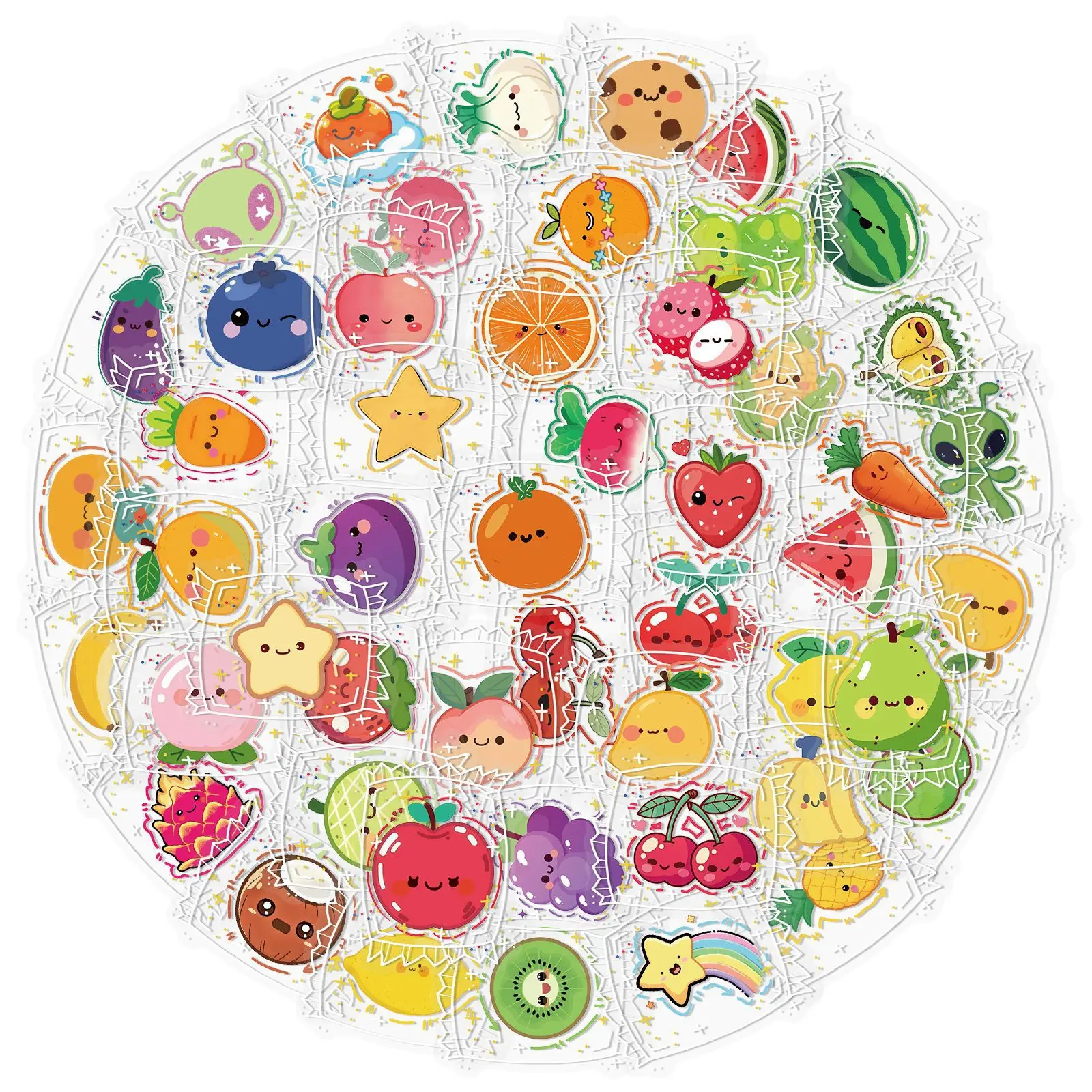 50pcs Wrapped Candy Fruit Sticker Pack Cartoon Stickers Graffiti Sticker Decorate Phone Back Card Trunk Water Cup Cute Stickers
