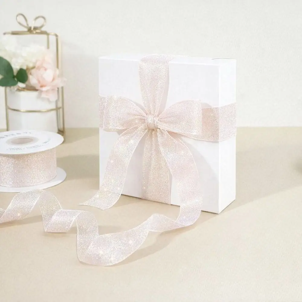 Creative 10 Yards Fishtail Yarn Ribbon DIY Craft 2.5CM Reflective Iridescent Wavy Edge Ribbon Gift Wrapping Bouquets DIY Decor