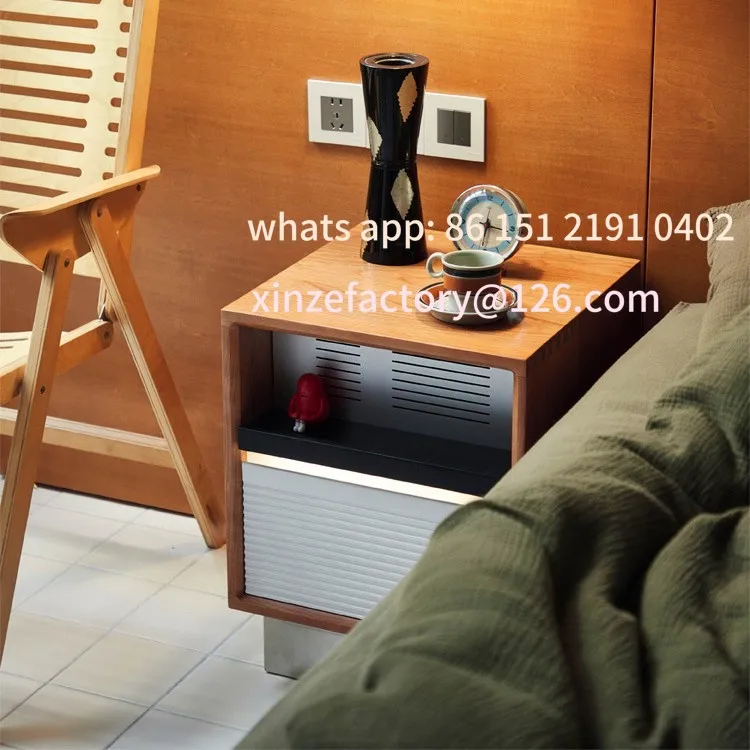 

Customizable wood bedside table Bauhaus niche design sense bedroom retro small apartment very narrow bedside bedside table