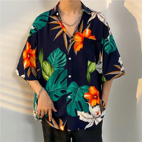 Tropical Weed 3d Print Hawaiian Shirt For Men Summer Street Short Sleeves Tops Harajuku Lapel Button Loose Blouse Tees Clothes