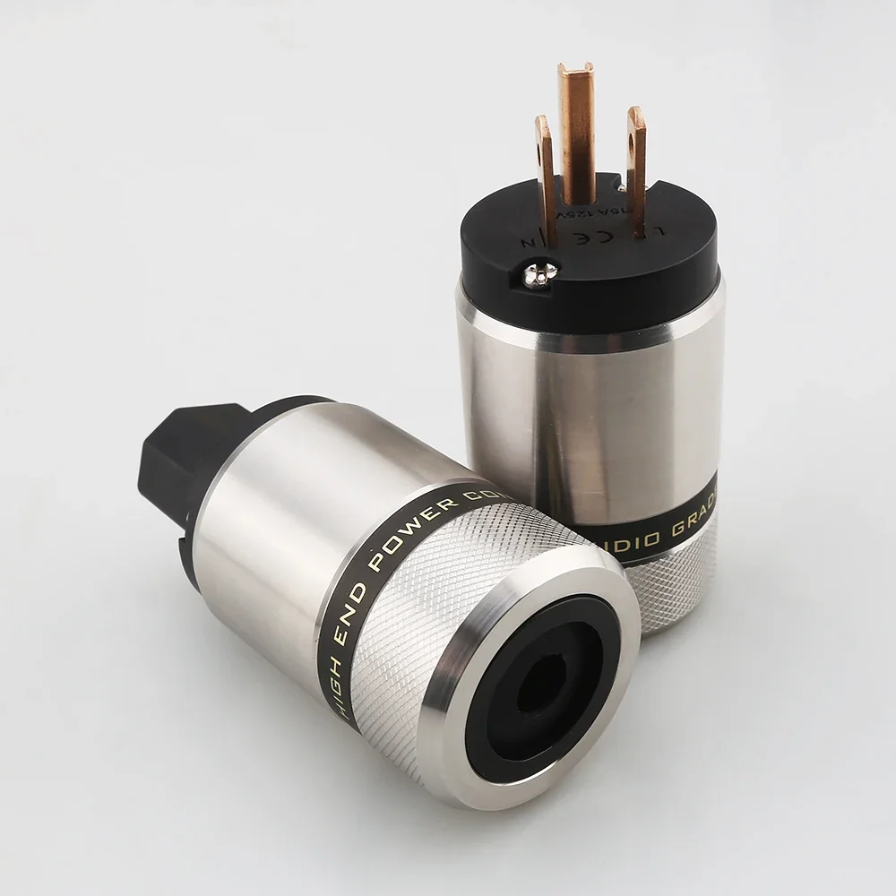

High End MP160 Audiophile Phosphor Copper US Male/Female IEC Power Plug with Stainless Steel for HiFi Cable Connector